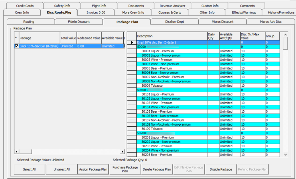 This figure shows the Package Plan Assigned / Purchased