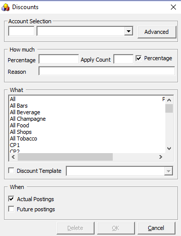 This figure shows the Quick Discount Window