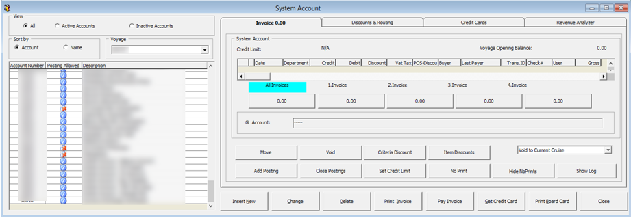 This figure shows the System Account Window