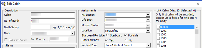 The figure shows the Edit Cabin window.