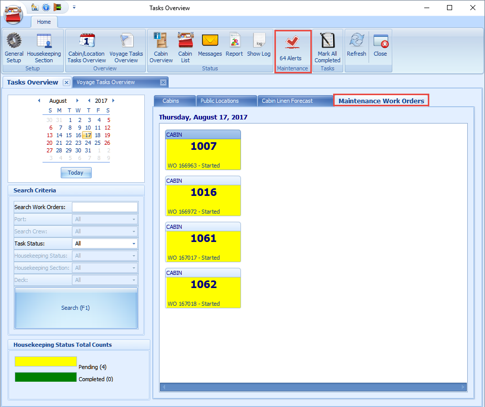 The figure shows the Maintenance Work Orders tab.