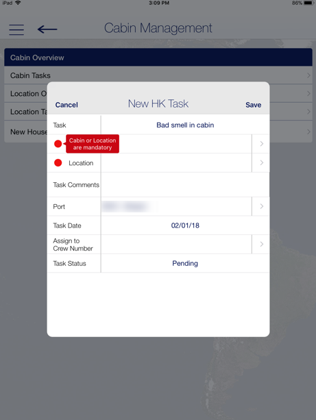 This figure shows the New Housekeeping Task form.