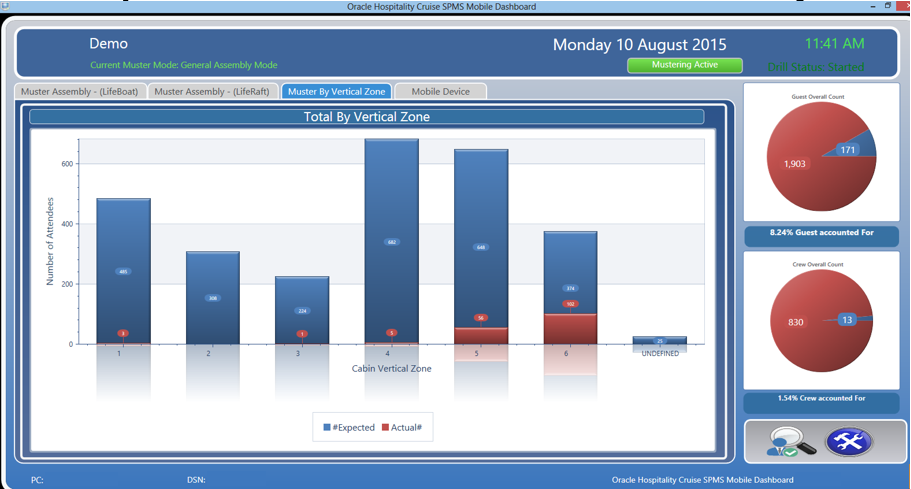 This figure shows the Emergency Passenger Drill screen