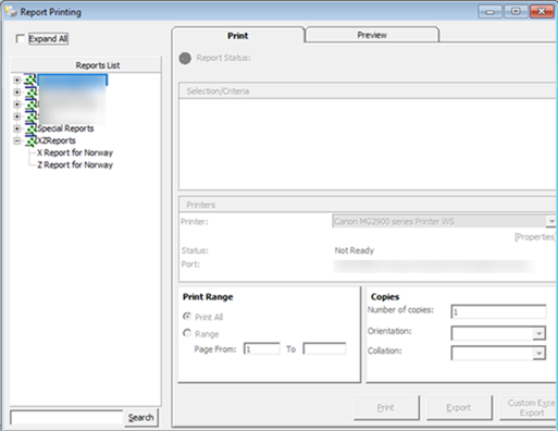 This figure shows the Report Printing Function in SPMS.