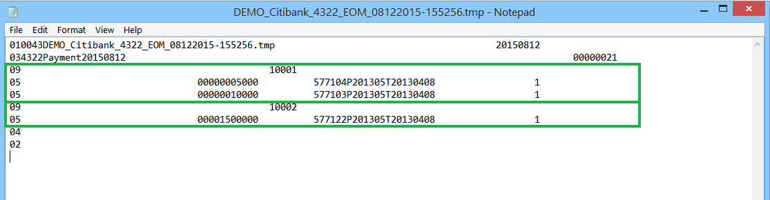 The figure shows a sample transfer file for multiple Salary@Sea transactions.