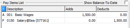 The figure shows Pay IDs in the Pay Items List.