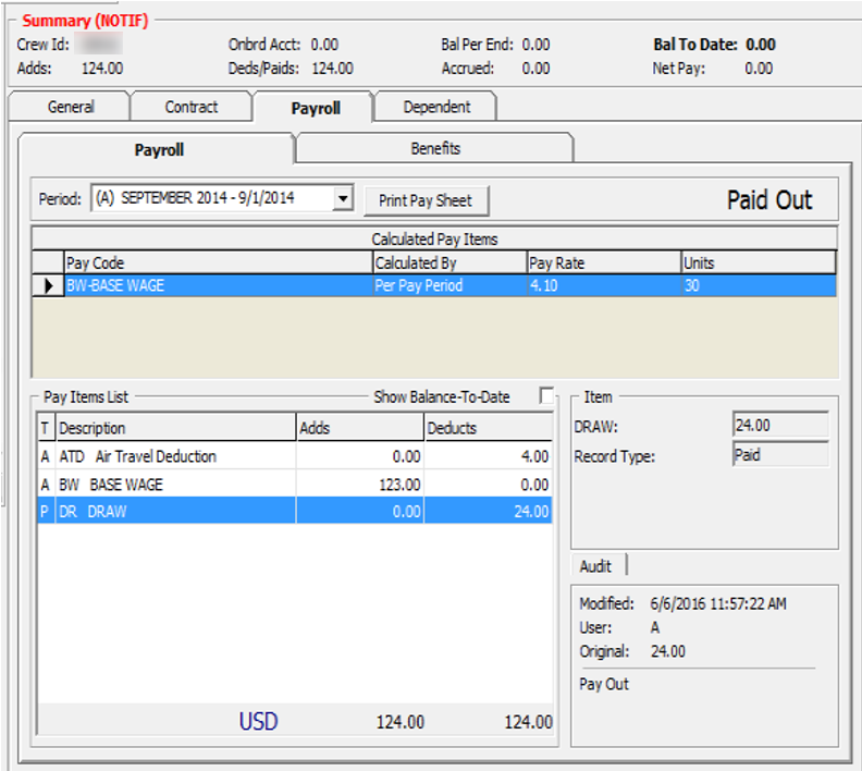 The figure shows the Pay Items List.