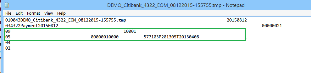 The figure shows a sample transfer file for a single Salary@Sea transaction.