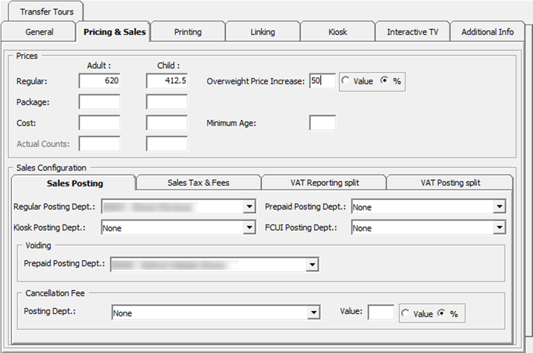 This figure shows the Tour Templates Pricing and Sales tab.