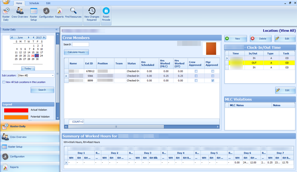 This figure shows the Daily Overview in Clock In/Out Method.