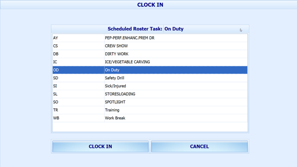 This figure shows the Schedule Roster Task.