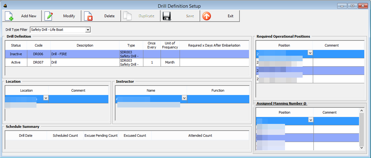 This figure shows the Drill Definition Setup window.