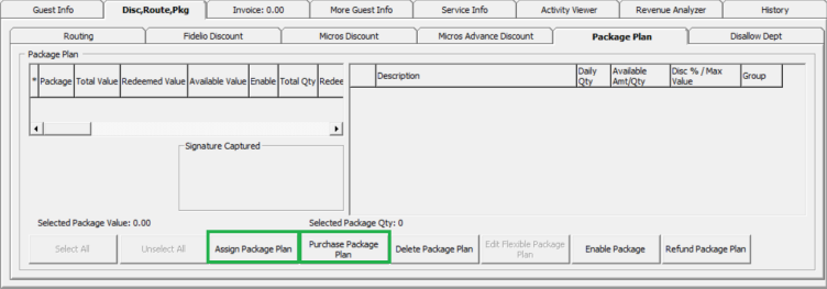 This figure shows the Package Plan Options