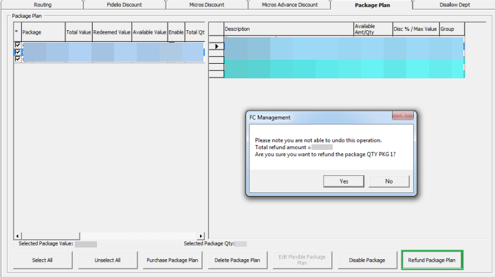 This figure shows the Package Plan Refund Option