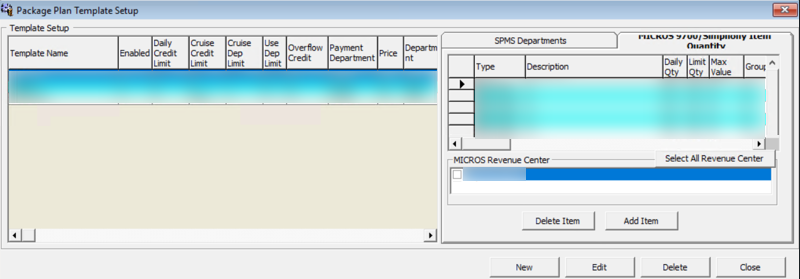 This figure shows the Package Plan Template Setup