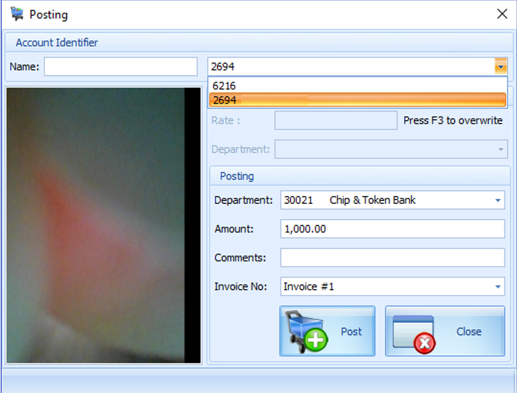 This figure shows the Posting Screen