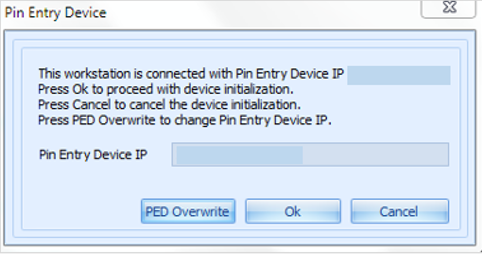 This figure shows the Advance QCI — Pin Entry Device — with IP address