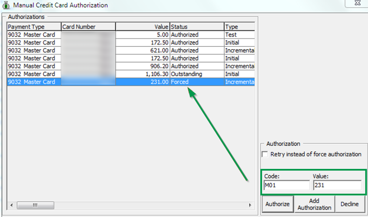 This figure shows the Management — Manual Authorization