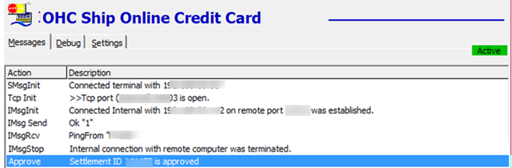 This figure shows the OHC Ship Transfer — Send Request Message — Send Settlement