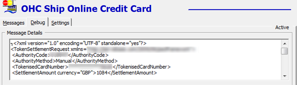 This figure shows the Response Message for Send Settlement in Debug Details