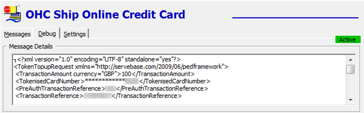 This figure shows the Response Message of Send Authorization in Debug Details