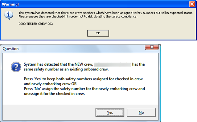 This figure shows the Crew Safety Number
