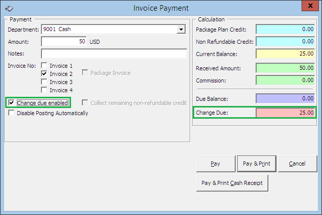 This figure shows the Invoice Payment with Change Due This figure shows the Invoice Payment with Change Due