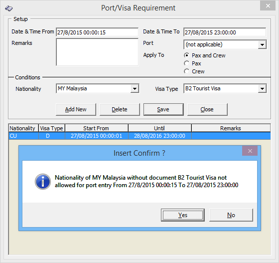 This figure shows the Port/Visa Requirement This figure shows the Port/Visa Requirement
