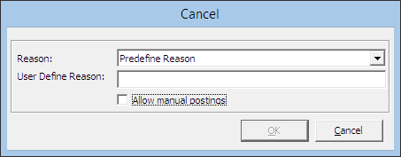 This figure shows the Predefined Reason to Disable Posting This figure shows the Predefined Reason to Disable Posting