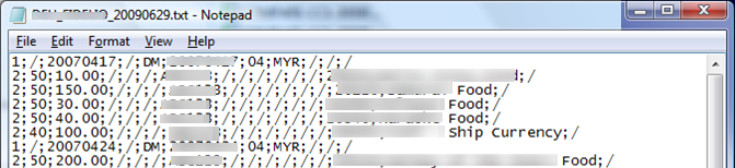 This figure shows the sample file format for Delimann format.