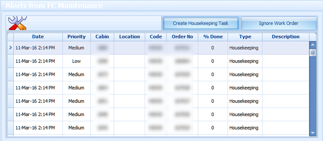 The figure shows the Alerts from Maintenance window. The figure shows the Alerts from Maintenance window.
