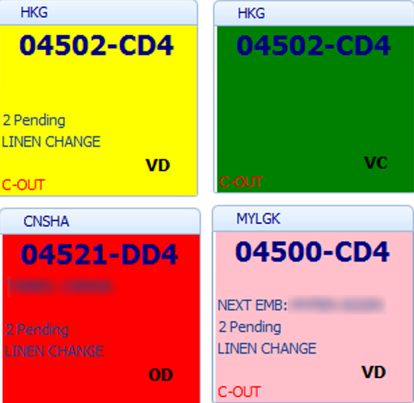The figure shows the Pending Cabin Task display. The figure shows the Pending Cabin Task display.