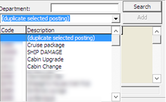 This figure shows the Add Posting Financial Department Selection