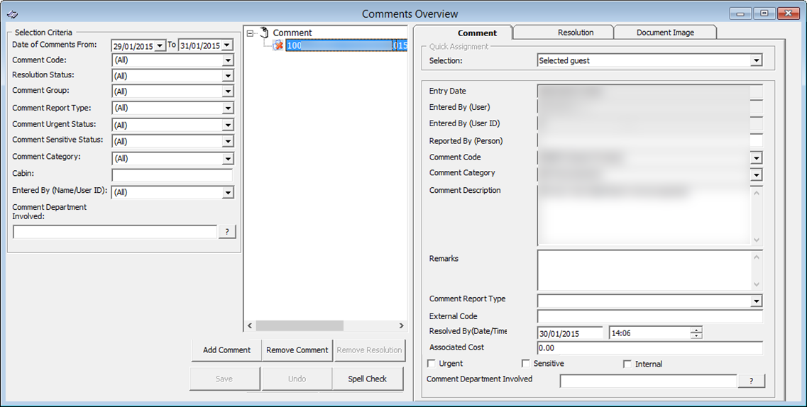 This figure shows the Comments Overview