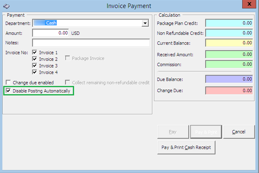 This figure shows Disable Posting Automatically