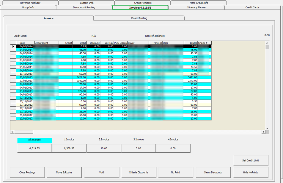 This figure shows the Group Invoice Tab