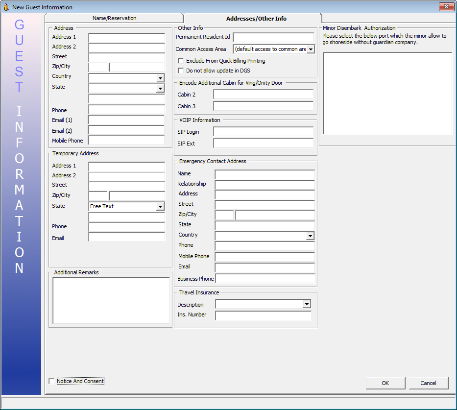 This figure shows the Guest Information Address / Other Information