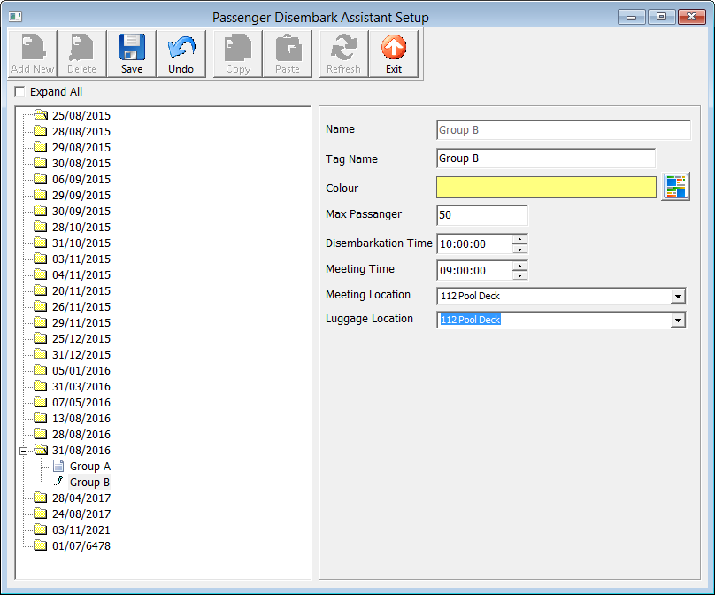 This figure shows the Passenger Disembark Assistant Setup