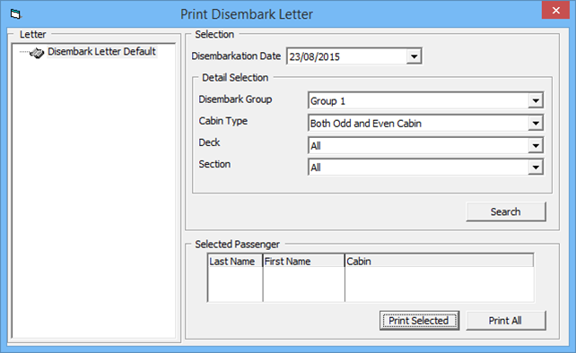 This figure shows the Print Disembark Letter This figure shows the Print Disembark Letter