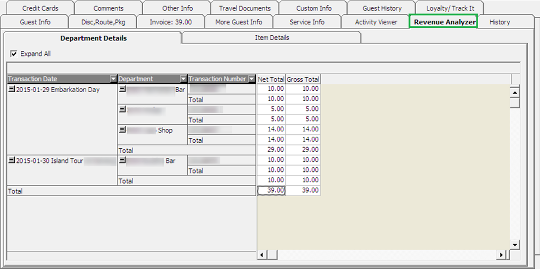 This figure shows the Revenue Analyzer Viewer Window