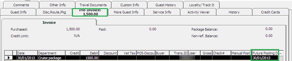 This figure shows the Sample Pre-Cruise Transactions