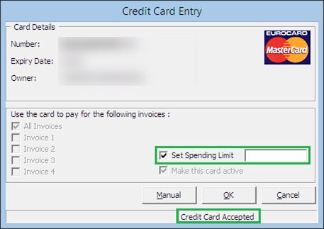 This figure shows the Setting Credit Card Spending Limit