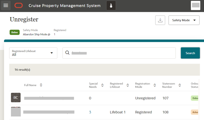 This figure shows the Unregister Page Search Profile