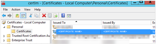 This figure shows the certificates repository on a local computer.