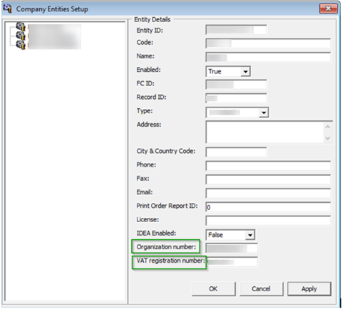 This figure shows the Company Entities Setup window in Administration module.