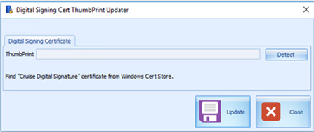 This figure shows the Digital Signing Cert Thumbprint Updater where SPMS key version is managed.