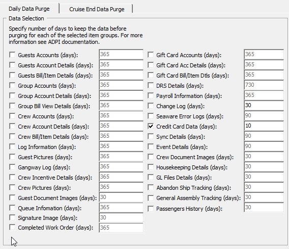 This figure shows the ADPI Configuration Screen