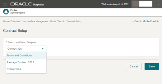 This figure shows the Contract Setup