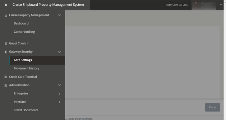 This figure shows the Cruise Property Management Menu