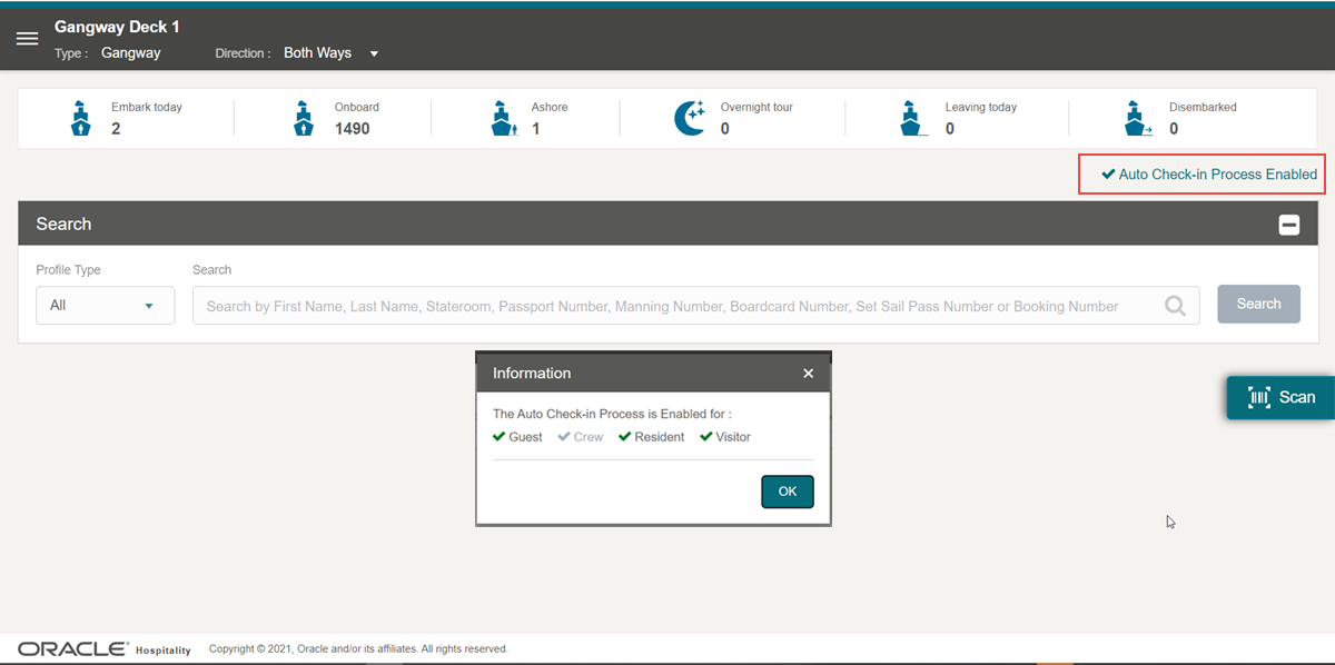 This figure shows the People Movement — Check-in enabled